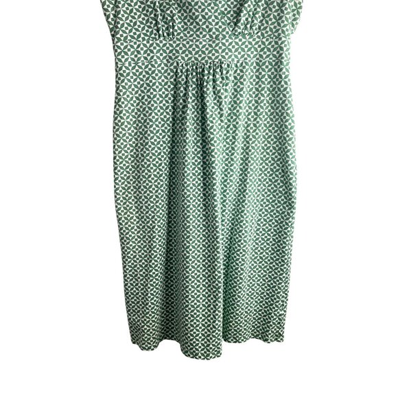 Boden Lola Jersey Knit Faux Wrap Dress Geo Pinwheel Print Green V-Neckline Sz 10 - Picture 11 of 11